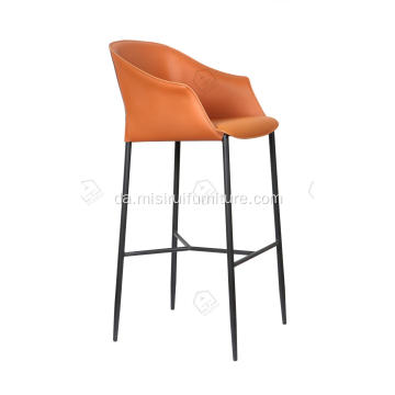 Orange sadel læder rustfrit stål barstol